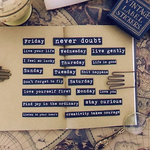 Small Word Stickers |  white matte Word Stickers, Phrases, Quotes, Y06