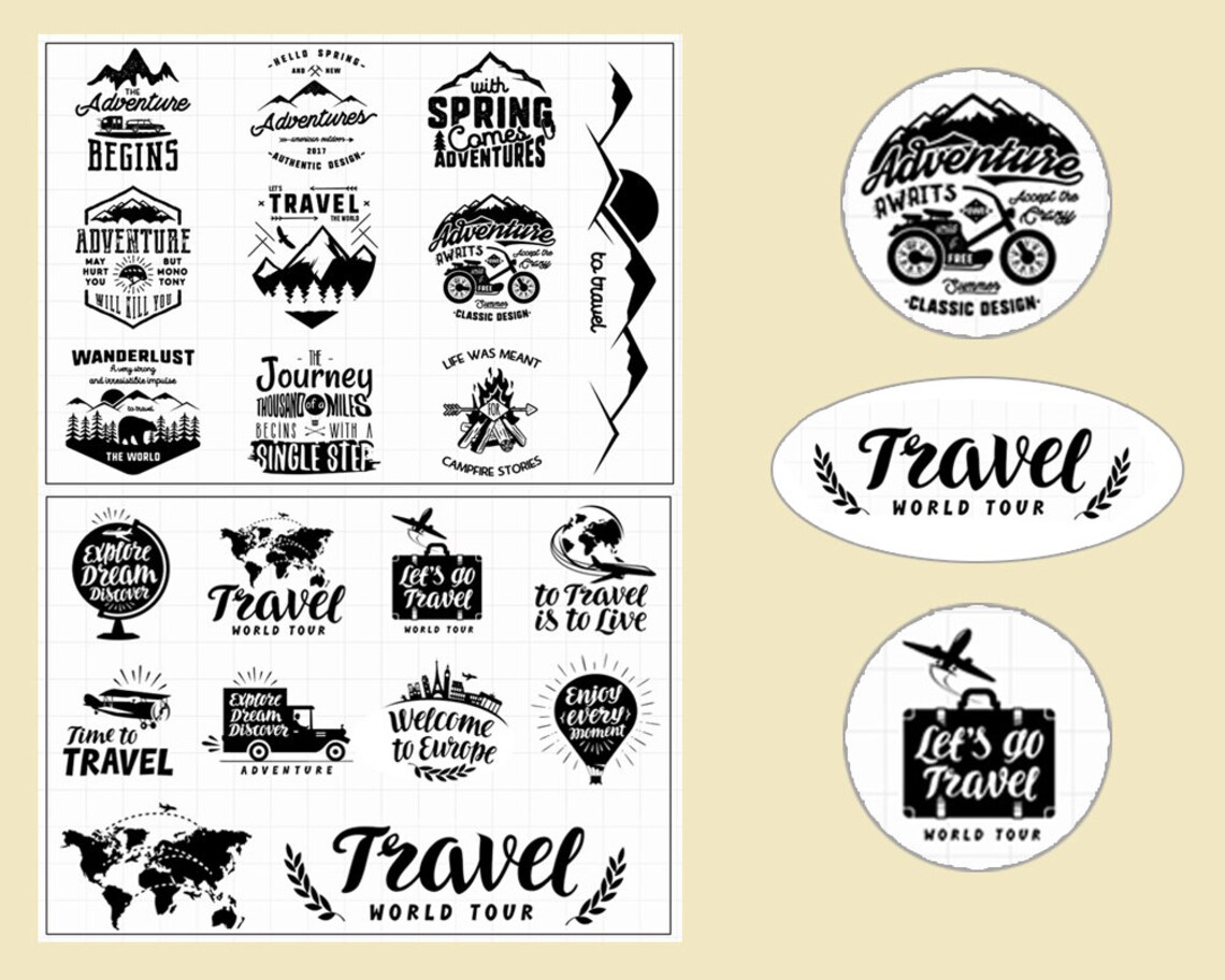 Clear Stamp Set / Clear Stamps / travel themed clear stamps / Etsy