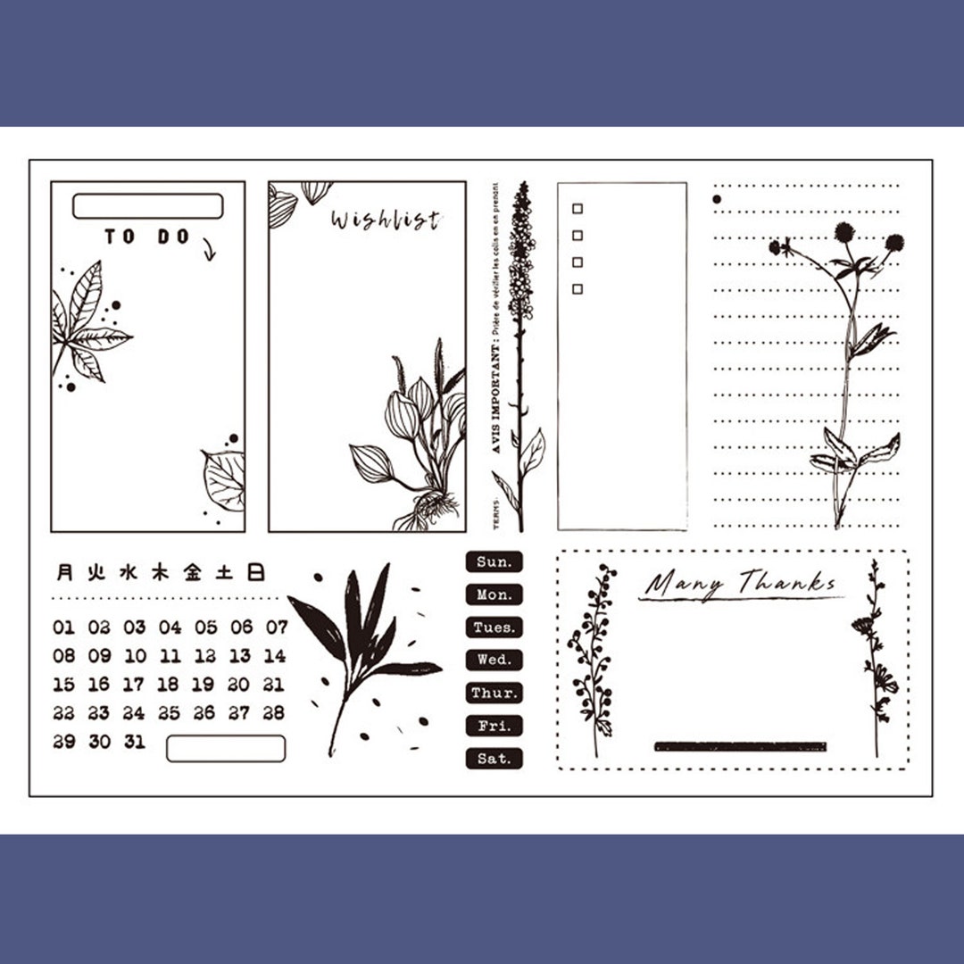 Clear Stamp Set / Clear Stamps / Leaves Note Leaf Vine Plant Botanical ...