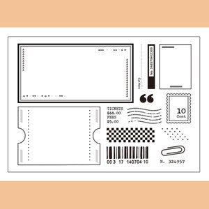 clear Stamp Set / Clear Stamps / frame card collage floral envelope  themed Transparent Stamp S34