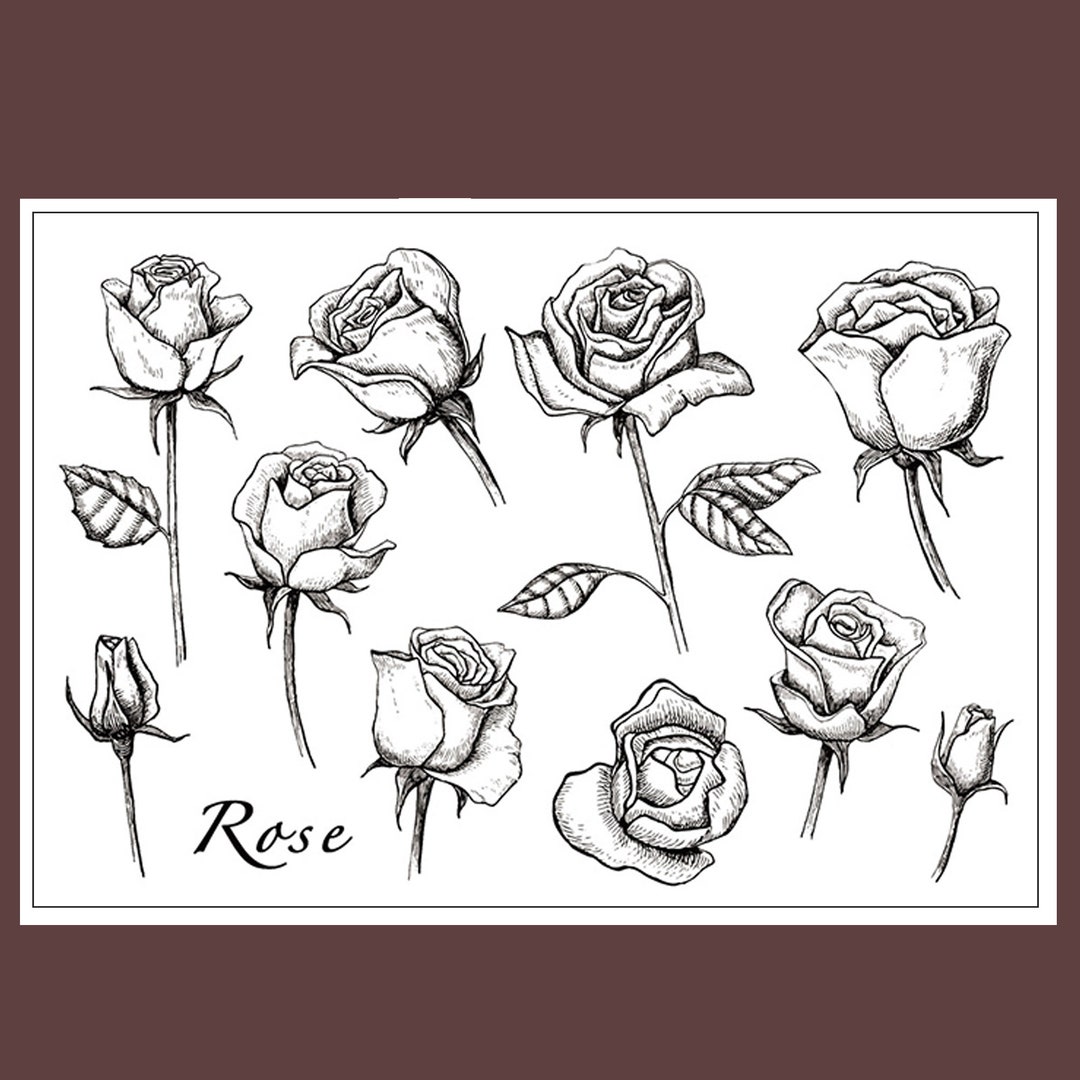 Clear Stamp Set / Clear Stamps / Rose Flower Floral Botanical ...