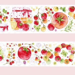 Tomaat washi PET-tape | aquarelpatroon tomaat fruit PET-tape, washitape | M04 gewicht-13