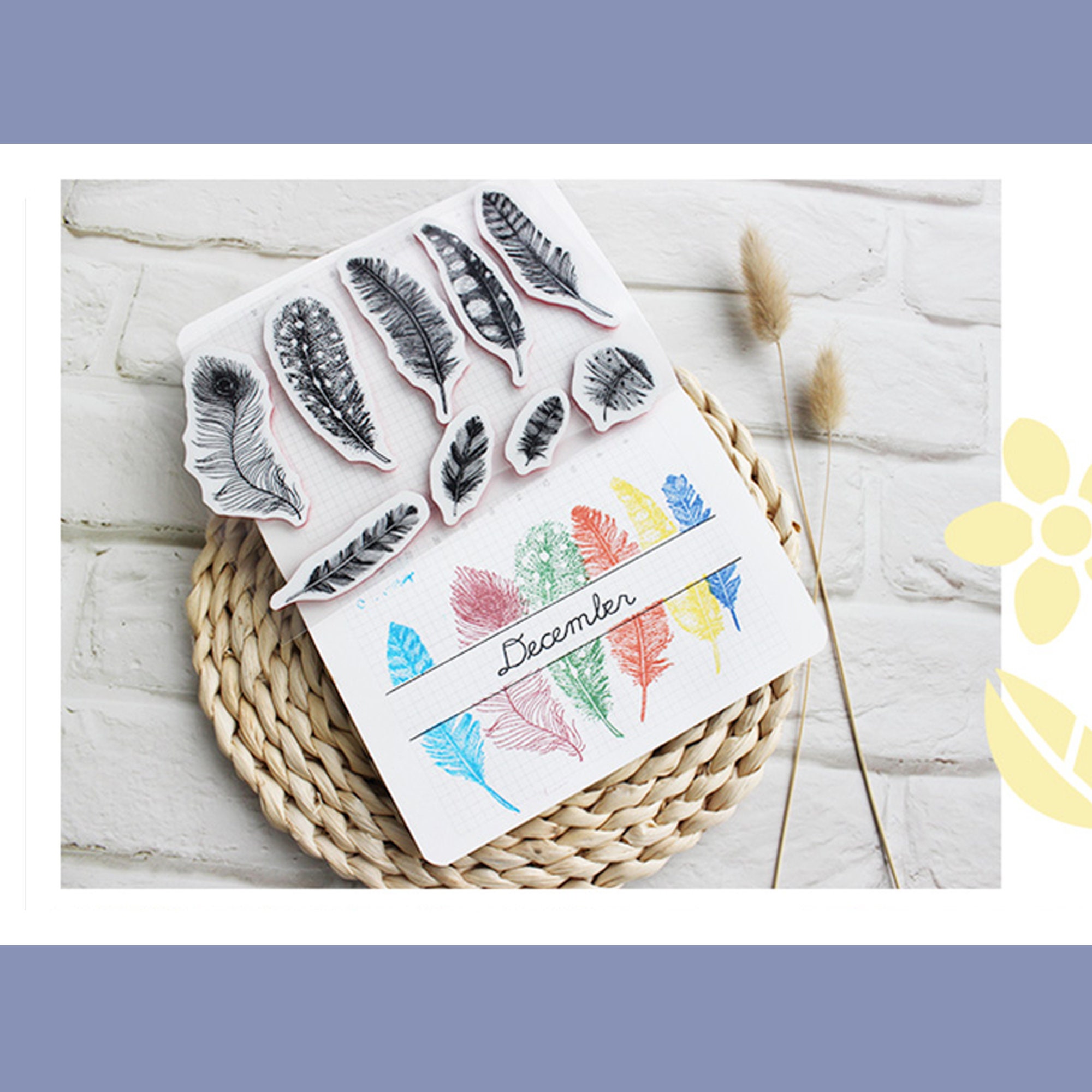 Cling Rubber Stamp Set / Rubber Stamps / Feather Quill Etsy