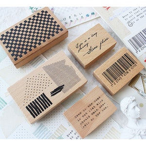Tampons en caoutchouc en bois vintage, formulation de poème de collage en mosaïque m04 sale08