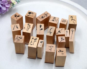 Holzstempel Stempel 19 möglichkeiten | kleiner Holzstempel - kleine Blume Blumen Muster- Holzstempel m04