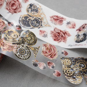 Flor Porker cartão Pet Tape fita washi | Cartão de jogo folha holográfica flor tema floral fita rolo completo m04 wt-7