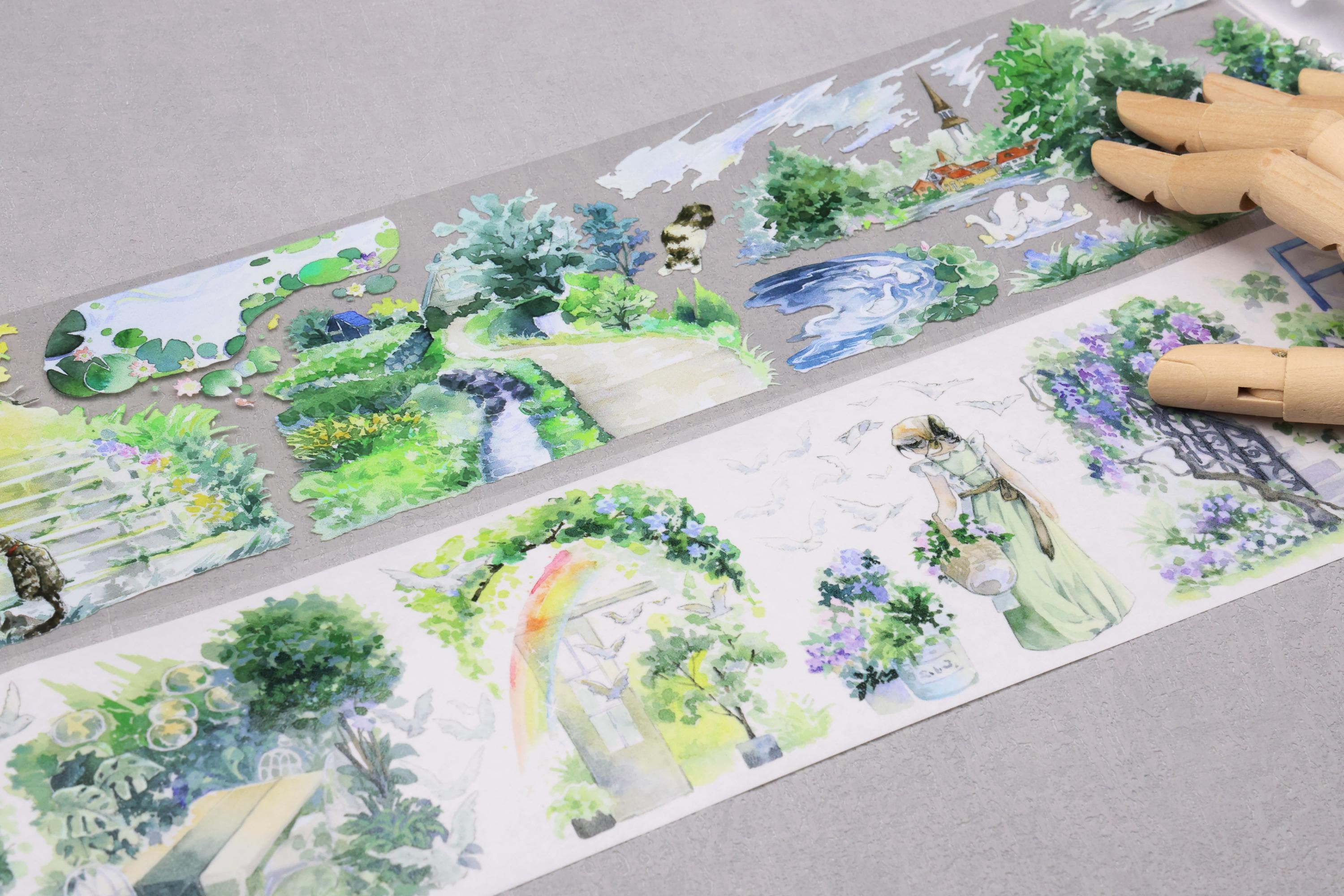 PET Washi Tape | Garden Grassland meadow mountain small town pasture relaxing lake leisure train themed Washi Tape roll  M04 wt-13