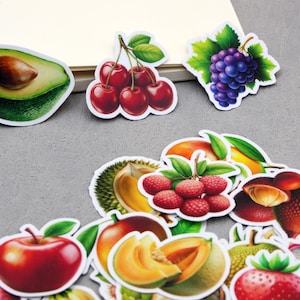 fruit stickers | mango strawberry apple peach tomato litchi cherry stickers Decorative Stickers, Die Cut Stickers ML05