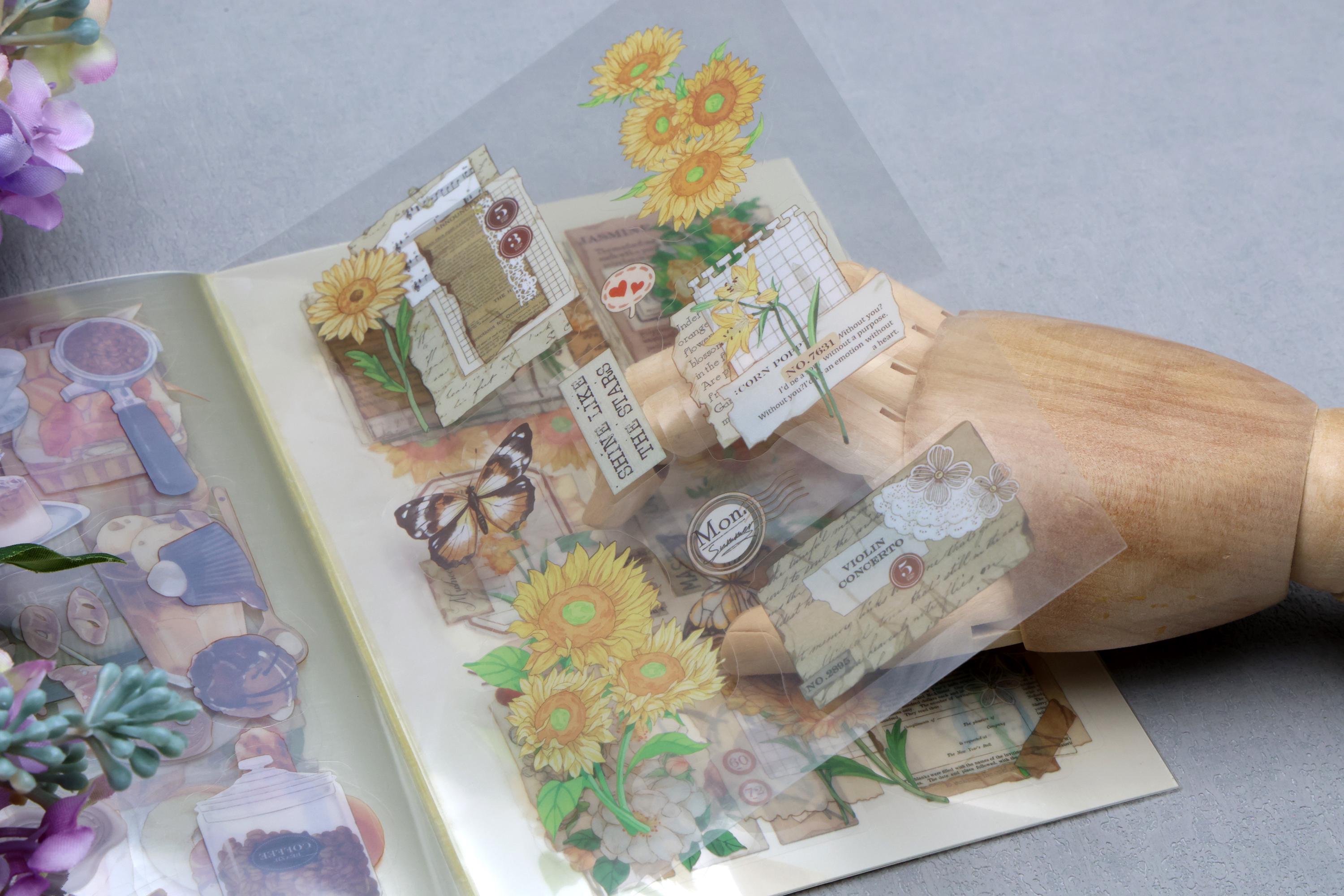Sticker Boolets PET Sticker Booklet | 20 Sheets Collage Assorted Pattern Bread Flower ...