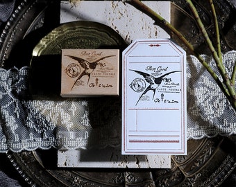 Swallow Birds postcard Wooden Stamps  Stamp for Junk Journaling t03