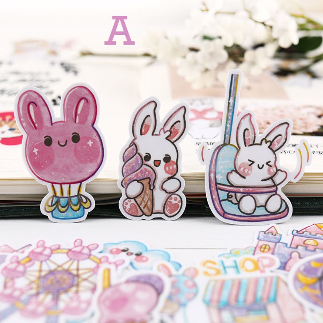 Cute Rabbit Bunny Sticker Themed Animal Sticker Decorative Stickers ...
