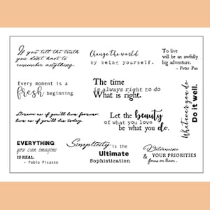 clear Stamp Set / Clear Stamps / quotes saying life quotes happy themed Transparent Stamp S34