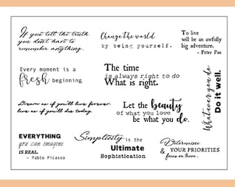 clear Stamp Set / Clear Stamps / quotes saying life quotes happy themed Transparent Stamp S34