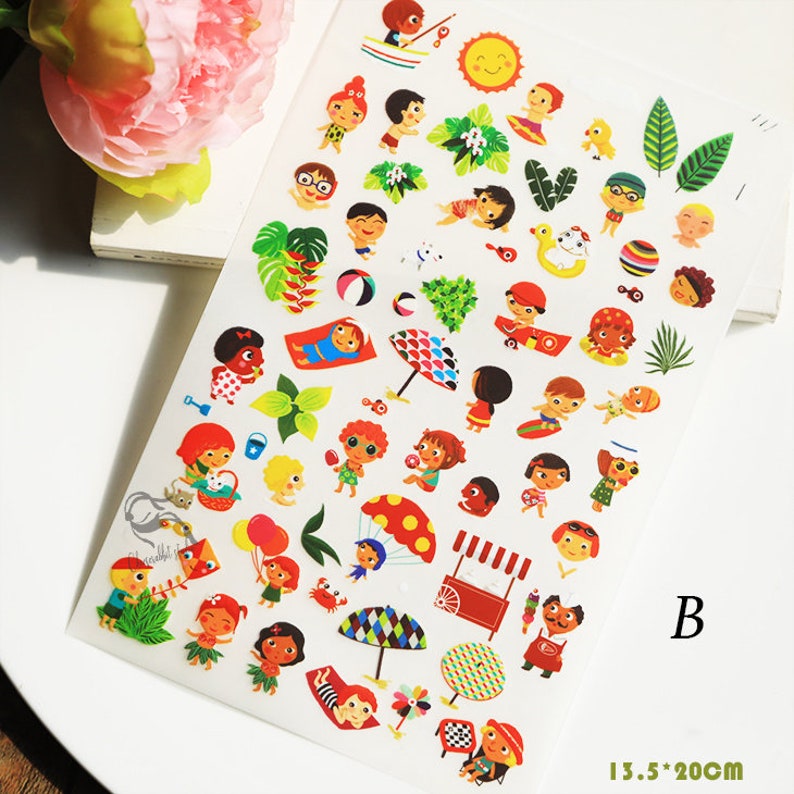 RUBON Stickers S11 Cute Animal Plant Kids Themed Stickers Etsy
