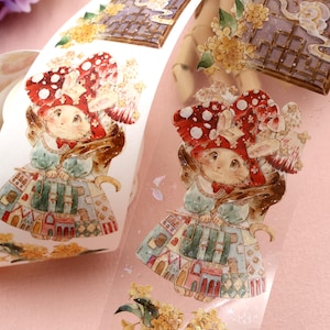 Cute rabbit flower Washi PET tape ｜floral tulip garden rabbit M04 wt-11
