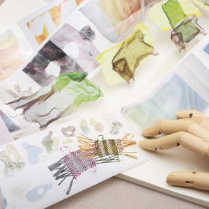 Design de mídia mista memórias aleatórias Fita PET Washi｜arte vários materiais de seda de malha bloco de cores design misto M04 wt-12 wt-1