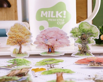 tree stickers | nature greenchy stickers floral stickers  junk journal stationery ML05