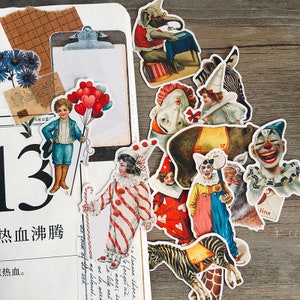 20 stks/pak, decoratieve stickers met clown-, circus- en dierenthema, gestanste stickers, waterdichting H04