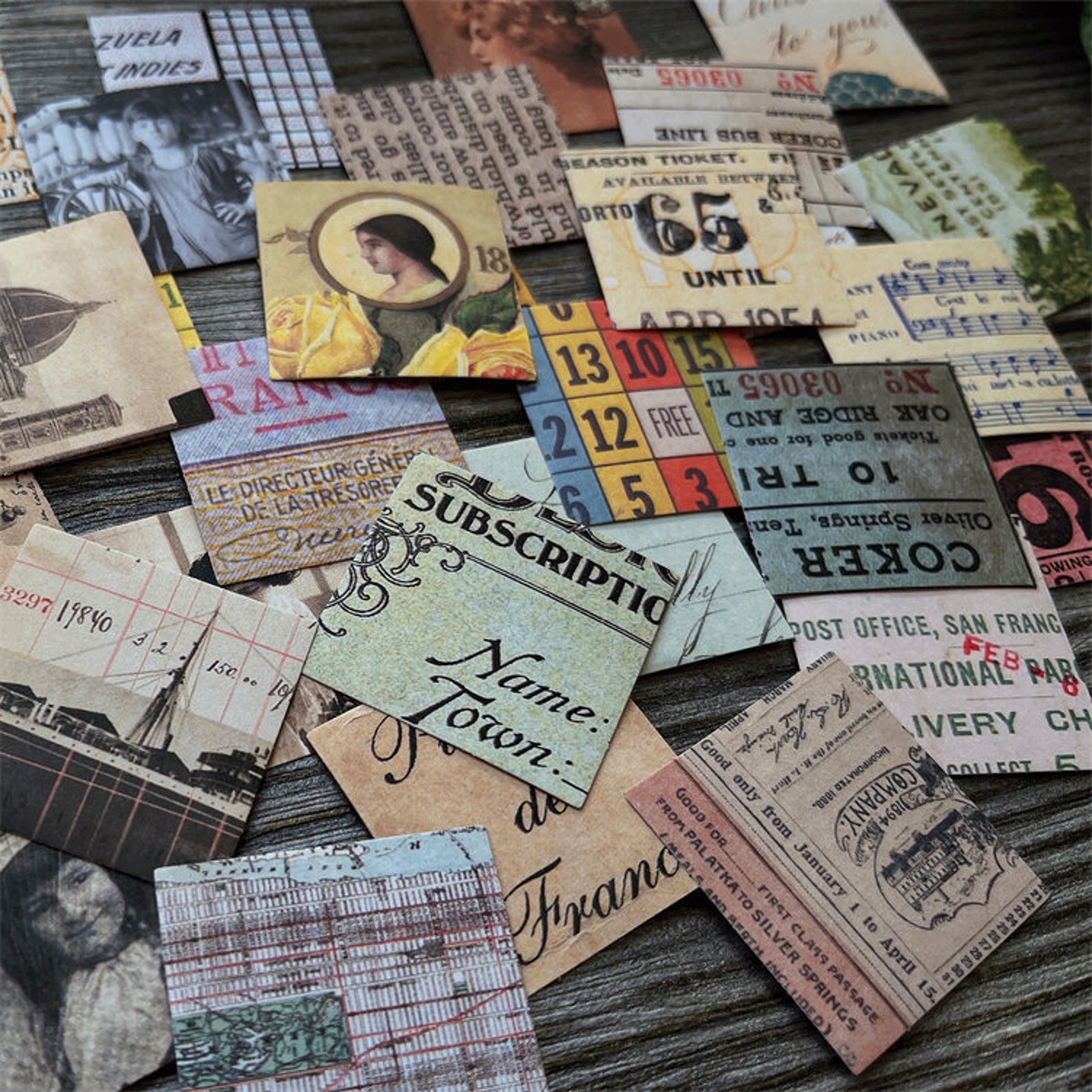Vintage Receipt Collage Stickers- Collage Sticker Receipt Style ...