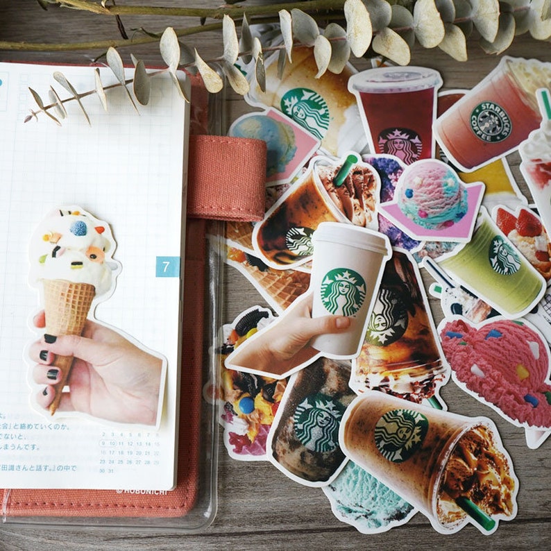 27/pcs Starbucks, coffee ice,cream drinks themed Decorative Stickers, Die Cut Stickers, waterproofing H04