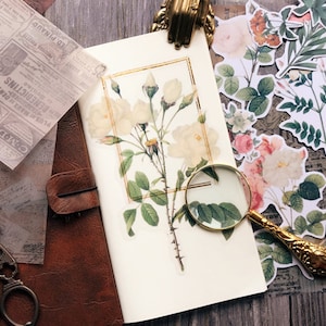 40 stks/pak bloemen bloemenstickers | Decoratieve stickers met botanisch thema, perkamentsticker, gestanste doorzichtige stickers, Y06 y06-l