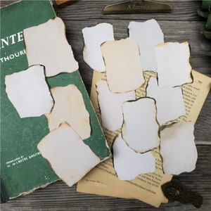 Pegatinas / pegatinas de papel quemado antiguo, papel quemado vintage, borde de papel quemado, kit de diario de recortes, paquete, efímero vintage Y06