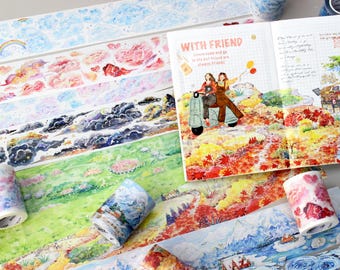 Various Cloud nature landscape Washi Tape / PET Tape for Journaling ｜ 11 Aesthetic Styles | Scrapbooking, Bujo M04
