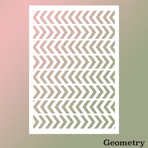 May include: White geometric pattern with a repeating chevron design. The pattern is set against a gradient background of pink and green.