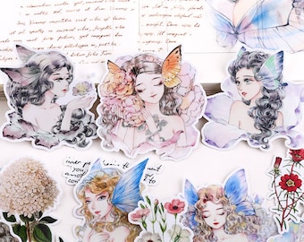 floral little Girl butterfly fairies stickers | cute flower fairies girls  flower floral themed Stickers, Die Cut Stickers, ML05