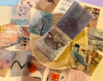 Mini-Pergamentpapier | 366 Seiten assortiert Muster Kunst Museum Collage Journal Pergaminpapier Ephemera collage Y02 Be-5