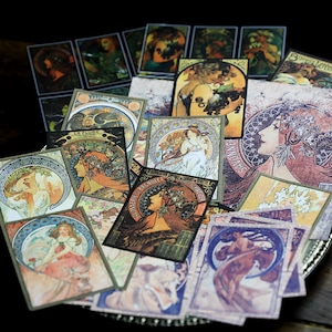 30pcs/pack Mucha Vintage junk journal kit pack, card, sticker pack,journal scrapbook, ,vintage ephemera  T03 SU-L1 END85