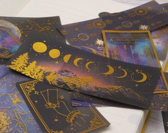 60pcs/pack washi Stickers Pack night sky gold foil magic elements astrological themed Washi Stickers M02 Tzb-L1