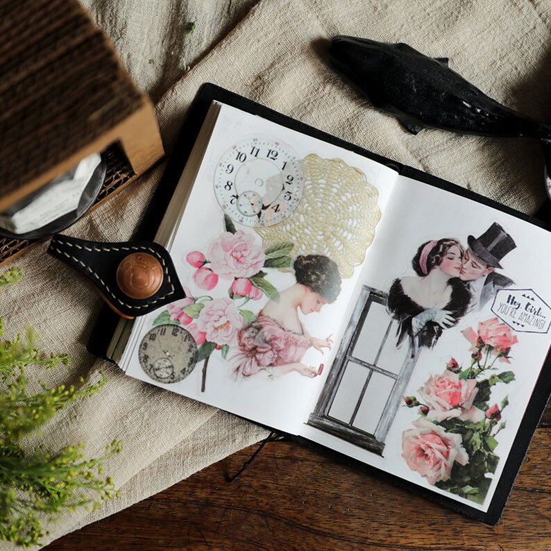 60pcs/pack Parchment Paper Texture Thin Stickers Pack Flower Etsy