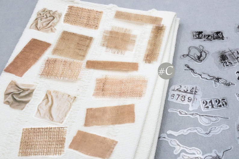 Frayed Fabric Texture Sample Collage PET Stickers | Jeans Torn Piece of ...