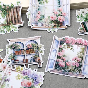 adesivos para janelas de flores | adesivos decorativos temáticos de plantas de flores de flores, adesivos recortados, diário, ML05