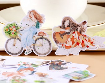 fashion Girl stickers | casual life modern girls dress street style themed Stickers, ML05