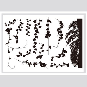 Cling Rubber Stamp Set / rubber stamps /  vine leaf leaves botanical green leaf collection theme m04 S36