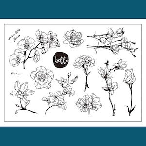 Clear Stamp Set / Clear Stamps / Flower Plant Branches and Leaves ...