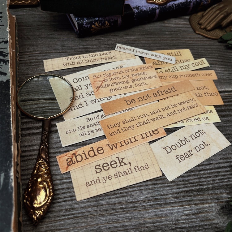 citas vintage Piezas de cartulina, citas de palabras de fuente de máquina de escribir, inspirador, correo postal proveedor de diario basura, efímera Y06