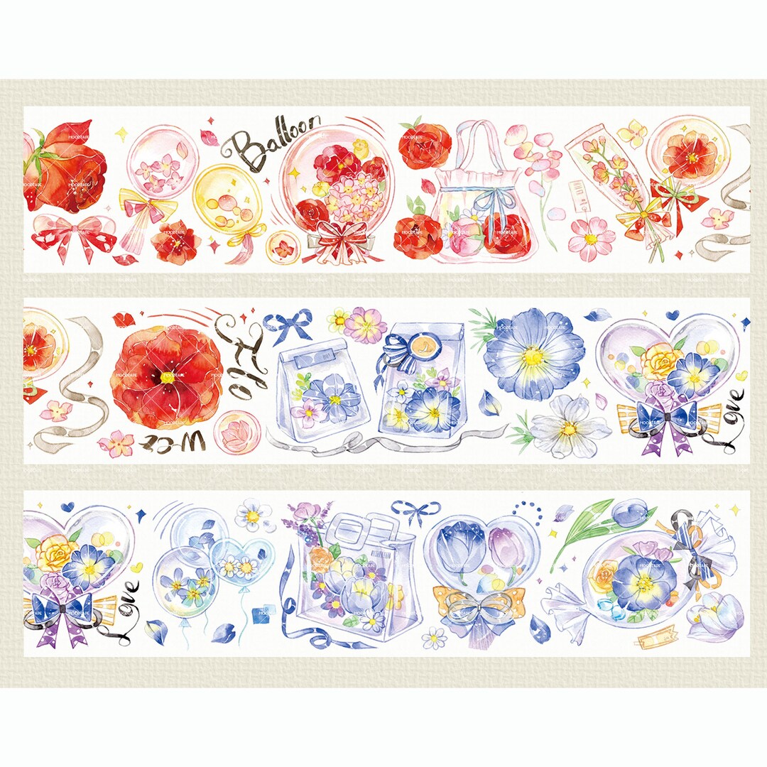 Flower Floral Washi Tape PET Tape ｜cute Sunny Bow Petal Flower Basket ...