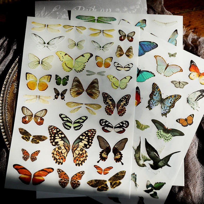 Sticker Butterfly Project Rub-on Stickers | 3 Sheets Butterfly Insect Fly Watercolor Butterflies ...