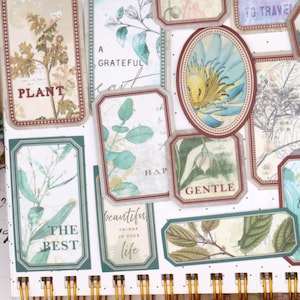 autocollants Washi de style aquarelle de plantes | Autocollants décoratifs sur le thème des étiquettes de reçu de style vintage, autocollants découpés BE-2