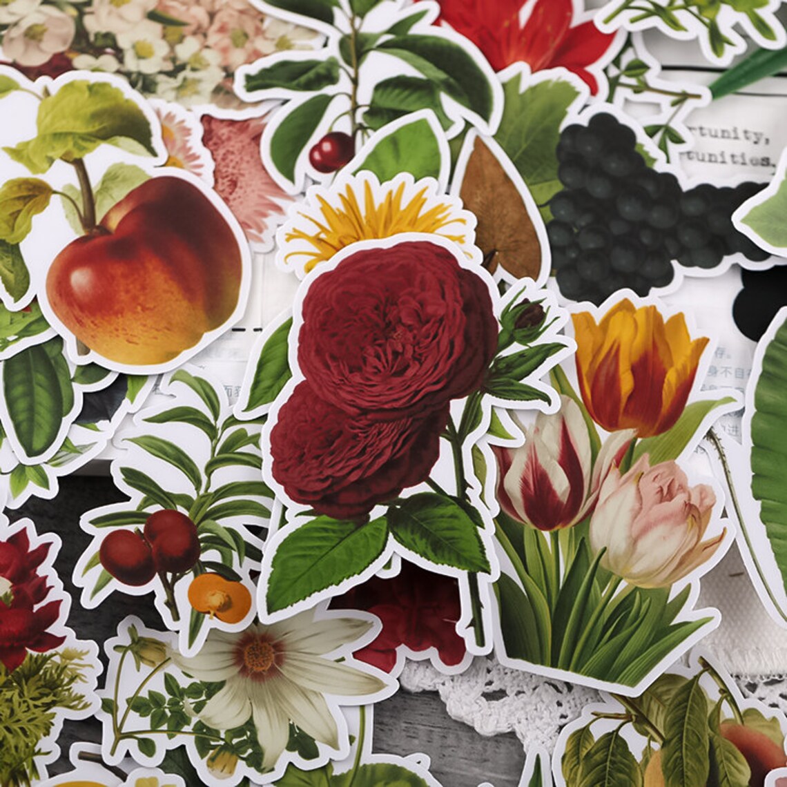 Vintage Floral stickers flower rose floral plants themed Etsy