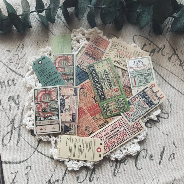 vintage receipt stickers | old fare, moive ticket ,radio theater Stickers Y06