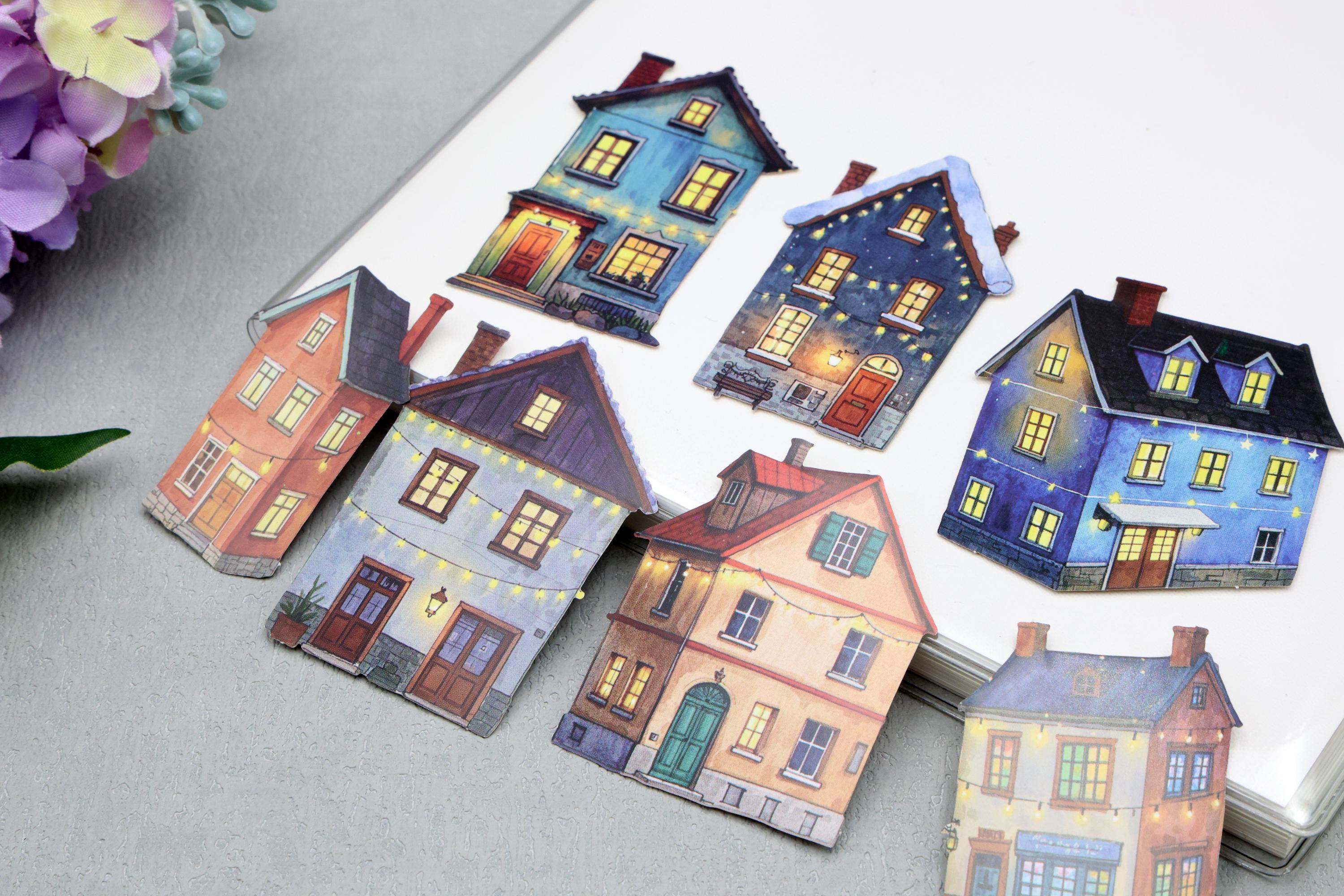 Sticker House Colorful House Stickers | Fairy Tale House Coloful Home Decorative ...
