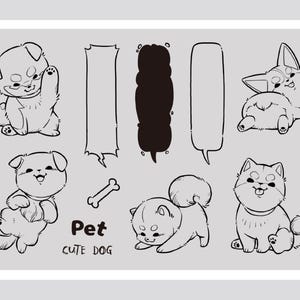 transparent Stempel Set / Clear Stamps / Shiba Inu Hund Welpe Pudel Nachrichtenbox Haustier Comic s37