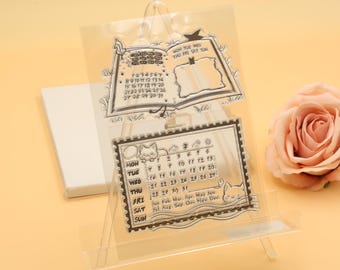 Clear Rubber Stamp Set / rubber stamps /  month date book calendar junk journal Transparent Stamp S38