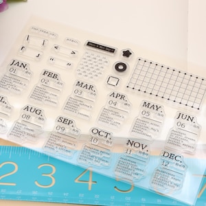 Cling Rubber Stamp Set / rubber stamps /  month date calendar junk journal Transparent Stamp S37