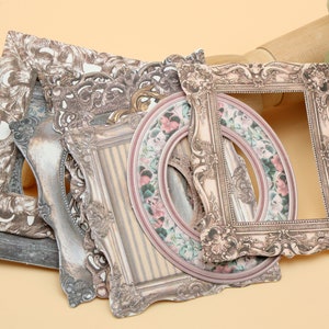 Vintage Holz geschnitzte Rahmenkarte | 30 Stück/Packung Vintage Metall Fotorahmen Bordüre gestanzte Junk Journal Papier BE-1