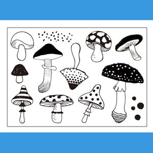 clear stamp set /clear stamps /planner Journal stamp/ mushroom wild plant s29